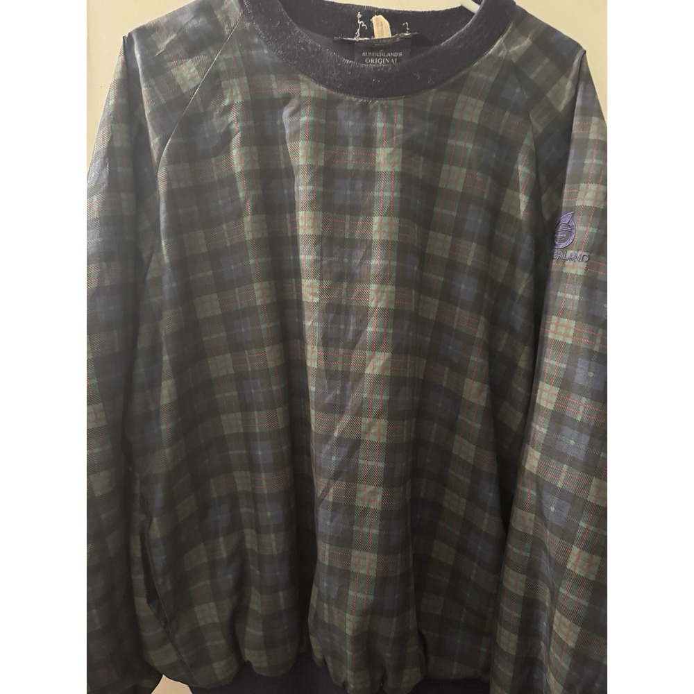 VTG Sunderland Scotland Plaid Classic‎ Pullover Windbreaker Golf Jacket Mens L